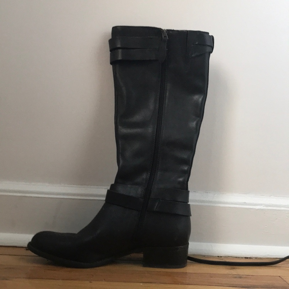 Size 9 Franco Sarto tall black leather boots